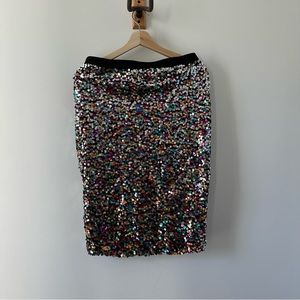 Multicolor sequins pencil stretch skirt size medium